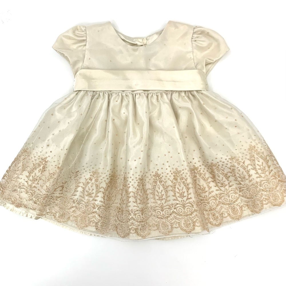 LOVE by Special Occasions Infant size 12M Champagne sequin glittery Dress